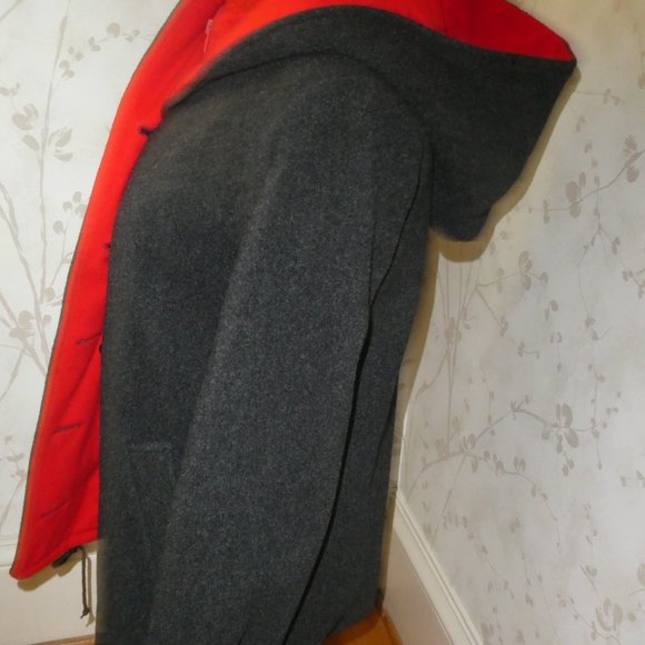 VINTAGE MACKINTOSH VESTCOAT-WOOL-DEEP GREY AND RED-SIZ 6-MADE I N USA - Picture 2 of 9